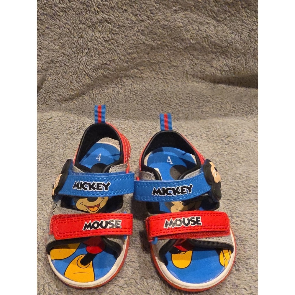 Mickey Mouse Sandals Toddler Size 4 Blue Red Strap